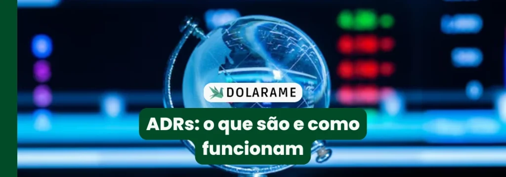 Imagem com globo e candle bars no fundo para indicar o que são adrs